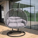 Függő dupla fotel, fekete/szürke/sötétszürke, DAKAN NEW