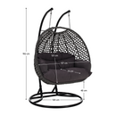 Függő dupla fotel, fekete/szürke/sötétszürke, DAKAN NEW