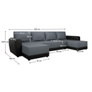 Univerzális ülőgarnitúra, szürke/fekete, DAKAR NEW U