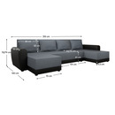 Univerzális ülőgarnitúra, szürke/fekete, DAKAR NEW U