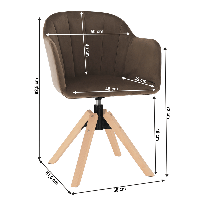Forgószék, Velvet szövet, szürkésbarna taupe/bükk, DALIO