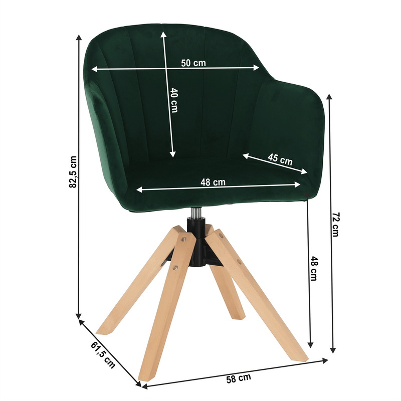 Forgószék, Velvet szövet, smaragd/bükk, DALIO
