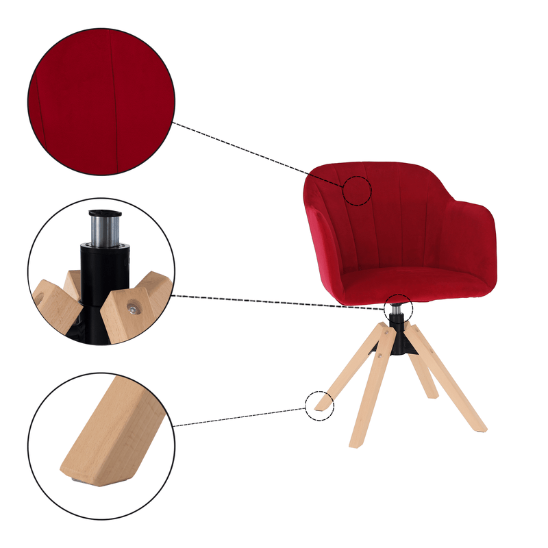 Forgószék, Velvet szövet, oxy fire piros/bükk, DALIO