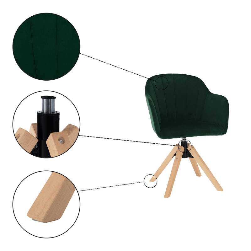 Forgószék, Velvet szövet, smaragd/bükk, DALIO