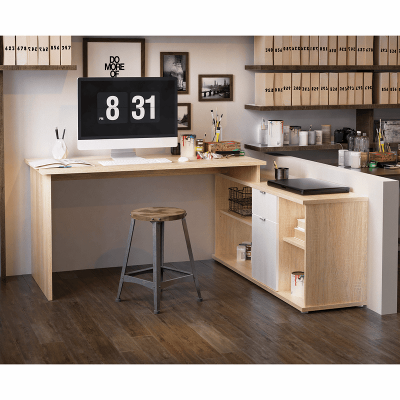 Íróasztal, sonona tölgy/fehér, DALTON 2 NEW VE 02