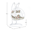Függő dupla fotel, fehér/minta virág, DALVEA 2 NEW