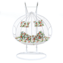 Függő dupla fotel, fehér/minta virág, DALVEA 2 NEW