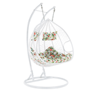 Függő dupla fotel, fehér/minta virág, DALVEA 2 NEW