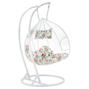 Függő dupla fotel, fehér/minta virág, DALVEA 2 NEW