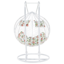 Függő dupla fotel, fehér/minta virág, DALVEA 2 NEW