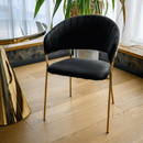 Design étkezőszék, fekete Velvet szövet/gold króm arany, DASMIN TYP 1