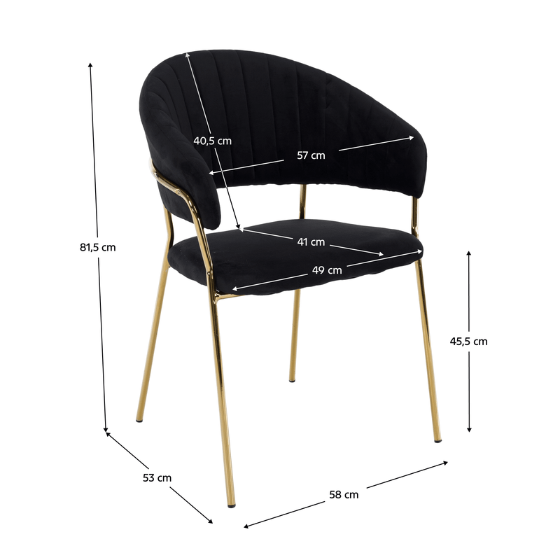 Design étkezőszék, fekete Velvet szövet/gold króm arany, DASMIN TYP 1