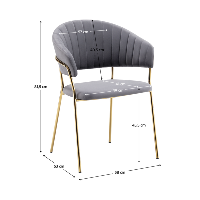 Design étkezőszék, szürkésbarna Velvet szövet/gold króm arany, DASMIN TYP 1
