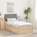 vidaXL Ágykeret Kárpitozott Fejtámlával Világosszürke 100 x 200 cm