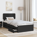 vidaXL Ágykeret fiókkal fejtámlával Fekete 90 x 200 cm Mérnöki fa
