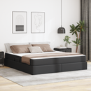 vidaXL Ágy tárolóval és matraccal matracmal tárolóval 2 pcs Fekete Bőr