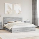 vidaXL Ágykeret fiókkal Szürke Sonoma 200 x 200 cm Mérnöki Fa