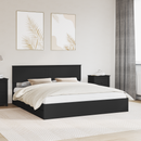 vidaXL Tárolós Ágy fejtámlával fiókkal Fekete 200 x 200 cm Faanyag
