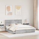 vidaXL Tárolós Ágy fejtámlával Szürke Sonoma 160 x 200 cm Faanyag