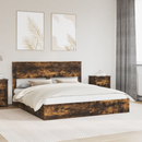 vidaXL Tárolós Ágy fejtámlával Füstölt tölgy 180 x 200 cm Faanyag