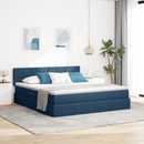 vidaXL LED tárolós ágy matraccal Kék 180 x 200 cm Szövet