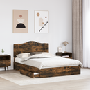 vidaXL Tárolós Ágy fejtámlával Füstölt tölgy 160 x 200 cm Faanyag