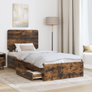 vidaXL Ágykeret fejtámlával fiókkal Füstölt tölgy 75 x 190 cm Faanyag