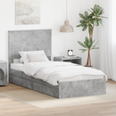 vidaXL Tárolós Ágy fejtámlával Beton Szürke 90 x 190 cm Faanyag