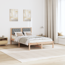 vidaXL Ágykeret fejtámlával Világosszürke 120 x 200 cm Tömör fenyőfa