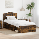 vidaXL Ágykeret fejtámlával Füstölt tölgy 90 x 190 cm Tömör fenyőfa