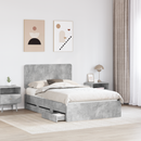 vidaXL Ágykeret fiókkal tárolóval Beton Szürke 135 x 190 cm Mérnöki Fa