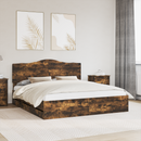 vidaXL Ágykeret fiókkal tárolóval Füstös Tölgy 180 x 200 cm Mérnöki Fa
