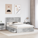 vidaXL Tárolós Ágy fejtámlával Beton Szürke 150 x 200 cm Faanyag