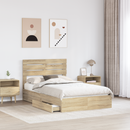vidaXL Tárolós Ágy fejtámlával Sonoma tölgy 120 x 200 cm Faanyag
