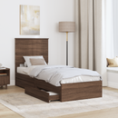 vidaXL Tárolós Ágy fejtámlával fiókkal Barna Tölgy 75 x 190 cm Faanyag