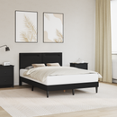 vidaXL Ágykeret LED szalagokkal fejtámlával Fekete 140 x 200 cm Műbőr