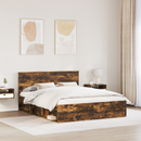 vidaXL Ágykeret fejtámlával Füstölt tölgy 160 x 200 cm Tömör fenyőfa
