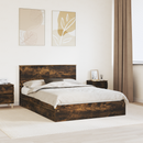 vidaXL Tárolós Ágy fejtámlával Füstölt tölgy 160 x 200 cm Faanyag