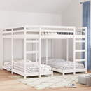 vidaXL Háromszintes emeletes ágykeret Fehér 200 x 200 cm Tömör fenyőfa