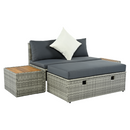 Kerti rattan szett, szürke/természetes/krémszínű, DEBRA