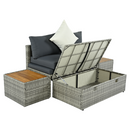 Kerti rattan szett, szürke/természetes/krémszínű, DEBRA