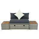 Kerti rattan szett, szürke/természetes/krémszínű, DEBRA