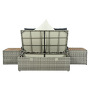 Kerti rattan szett, szürke/természetes/krémszínű, DEBRA