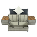 Kerti rattan szett, szürke/természetes/krémszínű, DEBRA