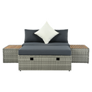 Kerti rattan szett, szürke/természetes/krémszínű, DEBRA