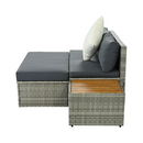 Kerti rattan szett, szürke/természetes/krémszínű, DEBRA