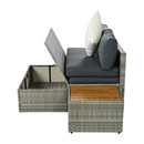 Kerti rattan szett, szürke/természetes/krémszínű, DEBRA