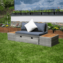 Kerti rattan szett, szürke/természetes/krémszínű, DEBRA