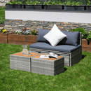 Kerti rattan szett, szürke/természetes/krémszínű, DEBRA