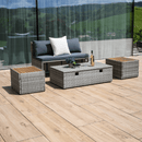 Kerti rattan szett, szürke/természetes/krémszínű, DEBRA